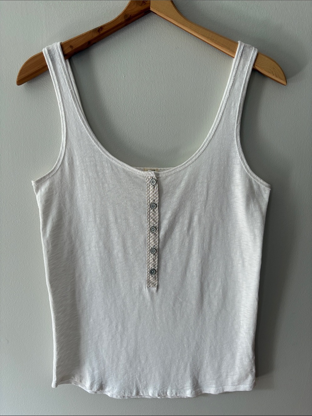 J Crew Henley Tank Top White Tan Size Medium